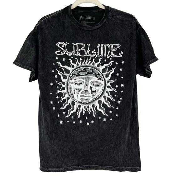 Officially Licensed Sublime Classic Sun T-Shirt Black Acid Wash Medium NWOT - Picture 1 of 5